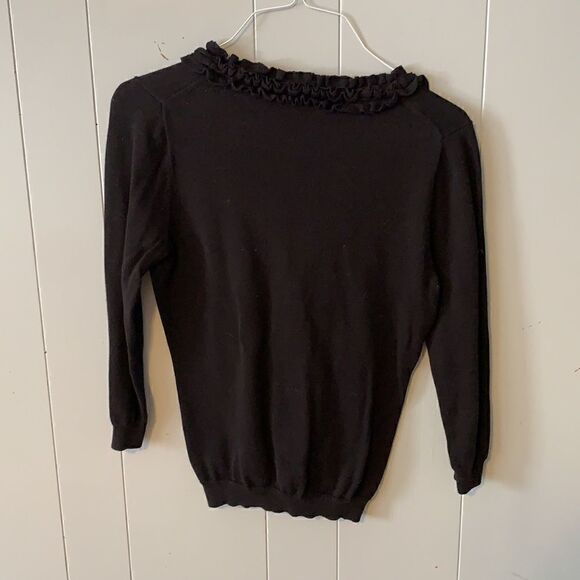 J. Crew Black Ruffle Cardigan Size Small - Picture 2 of 3